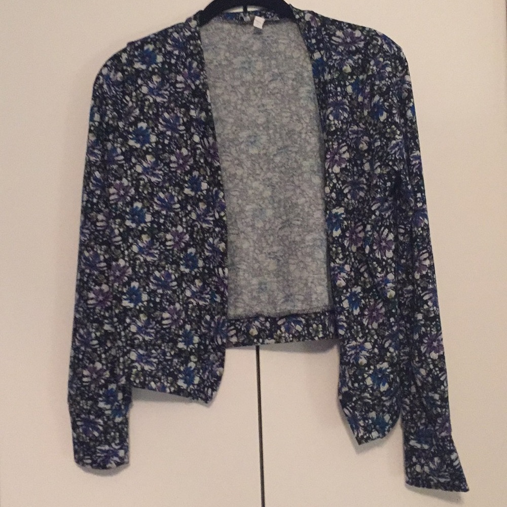 Blue and Purple Floral Sweater, Size Large